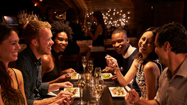 group of friends dining casually