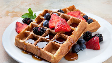 waffles and fruit